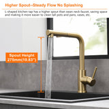 1 x RAW Customer Returns Tohlar kitchen faucet gold, golden kitchen faucet extendable with magnetic shower two jet types, high pressure kitchen sink faucets L-shaped brushed gold stainless steel mixer tap kitchen 360 swivel - RRP €77.64