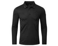 1 x RAW Customer Returns MoFiz Men s Polo Shirt Long Sleeve Golf Polo Shirt Classic Polo Shirt with Glasses Holder Button Placket Casual Sport Tennis T-Shirt Black XL - RRP €27.36