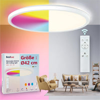 1 x RAW Customer Returns BestLuz LED ceiling light LED panel ceiling lamp 42cm 24W RGBW neutral white 4000K with backlight effect remote control for bathroom bedroom living room kitchen, ultra thin - RRP €44.26