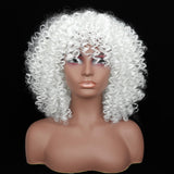 1 x RAW Customer Returns Colorfulpanda Wig Afro Kinky White Women s Short Wavy Wigs Curls for Women Synthetic Natural Hair Wig with Bangs Naturally Curly Wig - RRP €25.98