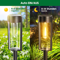 1 x RAW Customer Returns RECHOO Solar Lights for Outdoor Garden, 4 Pack Super Bright Solar Lights Garden with Warm White Tungsten Light, IP65 Waterproof Solar Garden Lights for Garden Decoration Patio Path Balcony - RRP €30.05