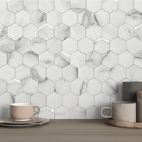 1 x RAW Customer Returns VAOVI mosaic tiles hexagon sticker tile matt, wall tiles kitchen self-adhesive tile stickers 3d stone look bathroom waterproof 10 pieces, rustic beige  - RRP €58.14