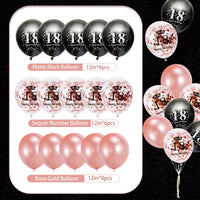 26 x Brand New 18th Birthday Decoration Girl, Happy Birthday Banner Garland Pennant, 18th Birthday Decoration Banner Background and Black Rose Gold Confetti Balloons for Decorations 18th Birthday Decoration Girl - RRP €288.34