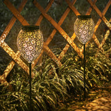 1 x RAW Customer Returns JOYCREATOR Metal Solar Lights for Outdoors, 2 Pack IP65 Waterproof Solar Lamps for Outdoor Garden, Warm White Oriental LED Solar Garden Light Patio Balcony Vintage Decoration Set of 2 - RRP €37.97