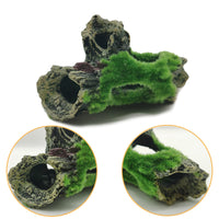 15 x Brand New E.YOMOQGG Aquarium Hollow Tree Trunk, Artificial Small Driftwood Polyresin Hiding Place Decoration Ornament with Moss Grass for Aquarium Landscape, Decorative Stone for Betta B  - RRP €217.2