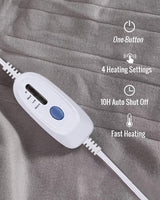 1 x RAW Customer Returns McJaw Electric Blanket, 180x130cm Heated Blanket Electric Heating Blanket with Automatic Switch-Off, 4 Temperature Settings and 10 Hour Timer, Fast Heating, Machine Washable, Gray - RRP €30.24