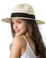 1 x RAW Customer Returns FURTALK Unisex Panama Hat Wide Brim Sun Hat for Men and Women Beach Hat UV Protection Summer Hat Adjustable Straw Hat - RRP €30.24