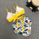 1 x RAW Customer Returns Jarseila Women s Swimwear Two Piece Elegant Swimwear Women Push Up Padded Bikini Bra High Waist Bikini Bottom Beachwear, Yellow, M - RRP €24.0