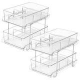 1 x RAW Customer Returns Winter Shore 2-Tier Storage Drawers with Removable Dividers Pack of 2 - Clear Plastic Sliding Shelves Drawer Organizer for Bathroom, Kitchen, Pantry - Easy to Clean - RRP €35.99