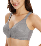 1 x RAW Customer Returns Lemorosy Women s Full Cup Bra, Front Closure, Non-Padded, Non-Wired, Minimizer Bra, Comfort and Strong Hold, Grey, 100F - RRP €24.0