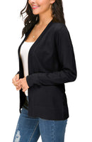 1 x RAW Customer Returns Women s Long Sleeve Open Front Lightweight Knit Cardigan S, Black  - RRP €33.25