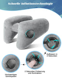 1 x RAW Customer Returns Travel pillow neck pillow Inflatable Neck Pillow for Airplane Adult Neck Pillow - Fast Inflatable Pillow with Headrest, Hat, Luxury Bag, Sleep Mask Ear Plugs Grey  - RRP €25.99