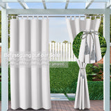 1 x RAW Customer Returns Clothink Outdoor Curtains Velcro 132x245cm Grey-White 2 Pieces Balcony Curtain Loops Opaque Privacy UV Protection Against Weather Garden Balcony Yard - RRP €43.31