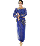 1 x RAW Customer Returns Astage Women Belly Dance Suit Costume Active Wear Waist Belt Sets Royal Blue - RRP €31.25