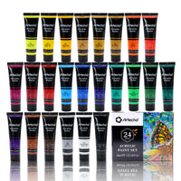 1 x RAW Customer Returns Artecho Acrylic Paint Set 24 x 36 ml, Acrylic Paint Set, Waterproof and Lightfast, Quick-Drying, Ideal for Canvas, Paper and Fabrics, Gifts for Christmas and Other Holidays - RRP €20.16