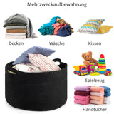 1 x RAW Customer Returns Winter Shore Extra Large Woven Laundry Basket with Handle - Basket for Blankets, Baby Toys, Nursery Decoration, Towels Storage - Large Storage Basket for Living Room Bedroom - 60 x 35 cm - RRP €16.99