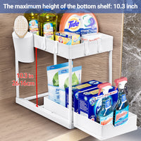 1 x RAW Customer Returns Puricon Under Sink Shelf, 2 Tier Standing Shelf Kitchen Worktop Shelf Organizer, Multifunctional Kitchen Shelf Spice Rack Under Cabinet Shelf Sink Cabinet Shelf - White - RRP €21.59