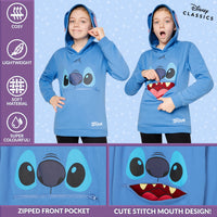 1 x RAW Customer Returns Disney Hoodies for Girls and Boys, Stitch Sweatshirt, Clothing for Girls 7-14 Years Blue Stitch, 13-14 Years  - RRP €25.8