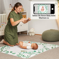 1 x RAW Customer Returns ODOXIA Baby Milestone Blanket in German DE Monthly Photo Blanket Unisex Leaves Theme Personalized Baby Shower Gift for New Moms Baby Blanket Frame Included - RRP €10.07