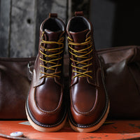 1 x RAW Customer Returns SL-Saint Handcrafted Waterproof Soft Moc Toe Goodyear-welted Boots Classic Full Grain Leather Brown, Adult, Men, 40, Numeric, EU Shoe Size System, M  - RRP €121.25