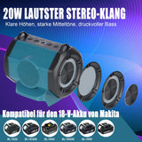 1 x RAW Customer Returns KUNLUN Portable Speaker Compatible with Makita 18V 20V MAX Battery, Wireless Connected Speaker with Light, Suitable for Studio, Camping and Parties No Battery  - RRP €46.37