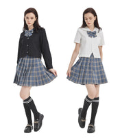 1 x Brand New DRGE Girls Jk Uniform Set,Japanese School Uniform,High Waist Plaid Pleated Short Skirt,Black Shirt with Calf Socks,34 - RRP €38.99