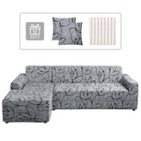 1 x RAW Customer Returns Lydevo Sofa Cover with Stretch Peninsula, Universal Left Right Corner Sofa Cover with 2 Pillowcases, L-Shaped Peninsula Sofa Cover, Chaise Longue Sofa Cover 2 Seater 3 Seater, Gray Flower  - RRP €48.59