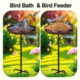 1 x RAW Customer Returns Mngren Bird Bath Standing, Bird Bath for Outdoor Garden, 35In Metal Bird Basin Bowl Water Drinker for Birds, Antique Bird Bath Winterproof Feed Water Bowl Antique Bronze  - RRP €28.76