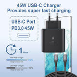 1 x RAW Customer Returns 45W USB C Charger Fast Charger for Samsung Galaxy S24, SS24 , S23 , S22 S23 S24 Ultra, S22 , S21FE, Note10 , Galaxy Tab S9 S8 Ultra, S9 , S8 , Tab S7 FE, with 100W Nylon Charging Cable USB-C 5A 2M - RRP €19.98