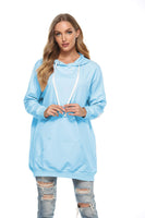 1 x RAW Customer Returns Famulily Oversized Sweatshirt Women s Long Plain Pullover Maternity Fashion Top Long Sleeve Blue XL - RRP €35.28