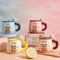 1 x RAW Customer Returns Cute Bear Mug, 4 Pack Ceramic Coffee Cups with Kawaii Bear Lid and Spoon Novelty Morning Tea Milk Cup Set for Girls Women Bear Lovers Christmas Birthday Gift... - RRP €23.3