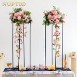 1 x RAW Customer Returns Nuptio Plant Stand Black Vase - 2 Flower Vases 100cm Tall for Centerpieces, Birthday Wedding Parties - Table Display with Metal Column for Corner Flowers Interior Living Room Home Decorations - RRP €67.81