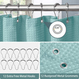 1 x RAW Customer Returns Waffle shower curtain with metal shower curtain rings fabric textile bathtub curtain anti-mold bathroom curtain set waterproof bathtub curtain heavy shower curtain bathroom - 182 x 182cm turquoise  - RRP €24.23