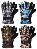 15 x Brand New Geyoga 4 Pairs Kids Winter Ski Gloves Waterproof Snow Gloves Windproof Camo Gloves, 4 Colors 6 to 12 Years Old  - RRP €306.0