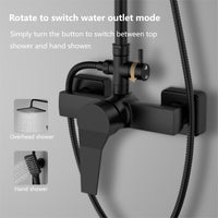 1 x RAW Customer Returns Black Single Handle Shower Column, YOOZENA Bathroom Showers Extendable Column with Faucet, Shower Head with Hose, Rain Shower, Adjustable in Matte Black Square Stainless Steel - RRP €85.67