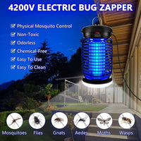 1 x RAW Customer Returns Electric insect killer, mosquito lamp 15W 4200V mosquito trap mosquito repellent with LED light, electric fly trap mosquito repellent, for mosquitoes, moths, flies, spiders, waterproof IPX4 - RRP €39.99