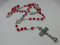 1 x Brand New GTBITALY ROS06-CUO Red Rosary 50 5 beads with Sacred Heart of Jesus cross with Cross inri - RRP €21.94