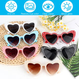 3 x Brand New HIULLEN 6 Pairs Heart Sunglasses, Rimless Hippie Party Glasses, Vintage Colorful Clear Lens for Party Birthday Music Festivals UV400 Protection - RRP €61.2