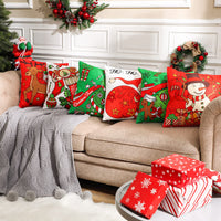 1 x Brand New Tatuo Pack of 6 Christmas Cushion Covers Decoration Decorative Cushion Covers Holiday Decorative Cushion Cover for Sofa Couch Christmas Office Bedroom Decoration Light Style, 18 x 18 Inches  - RRP €19.78