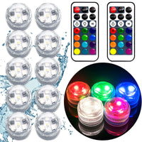 1 x RAW Customer Returns Rikiss Mini Submersible LED Lights, Waterproof LED Tea Lights Candle with Remote Control Battery Operated, RGB Color Changing for Vase Home Party Wedding Table Centerpieces, 10-Pack - RRP €20.53