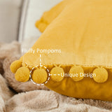 1 x RAW Customer Returns Topfinel Set of 2 Velvet Cushions with Pompoms Solid Color Cushion Covers Decorative Pillow Case Head Cushion Seat Cushion Throw Pillow Couch Cushion for Sofa Bedroom Office Car 50X50cm Yellow - RRP €18.99