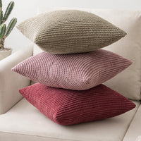 1 x RAW Customer Returns MIULEE 2 Pieces Cushion Cover Striped Corduroy Pillowcase Soft and Comfortable Polyester Modern Decoration for Sofa Bed Chairs Bedroom Living Room Office 50x50 cm Red Wine - RRP €18.99