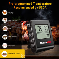 1 x RAW Customer Returns ThermoPro TP16B Digital Kitchen Thermometer with Large LCD Display for Smokers, Kitchen Oven, Barbecue, Grill Thermometer with Timer and Temperature Sensor in Stainless Steel - RRP €20.99