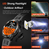 1 x RAW Customer Returns Marsyu Smartwatch Men Military with Phone Function with LED Flashlight Compass, 500 mAh Long Battery Life 1.53 Outdoor Sports Watch with 24H Heart Rate Monitor 3ATM Waterproof Fitness Watch Black  - RRP €54.08