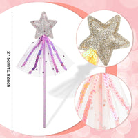 1 x RAW Customer Returns FANTESI 4 Pack Magic Wands for Kids, Star Magic Wand Princess Magic Wand Fairy Glitter Star Magic Wand Fairy Wand for Girls, Christmas Halloween Birthday Party Decoration Pink, Purple, Money, Blue  - RRP €7.04