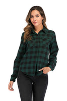 1 x RAW Customer Returns Enjoyoself women s checked shirt cotton lumberjack blouse long-sleeved button-down flannel shirt boyfriend checked blouse for everyday life Oktoberfest, green, S - RRP €26.99