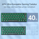 1 x RAW Customer Returns TMKB T61SE Gaming Mechanical Keyboard with German QWERTZ Layout, Blue Switch, Black - RRP €34.27