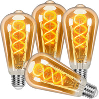 1 x RAW Customer Returns Dexnump E27 LED Vintage Dimmable ST64 Edison Vintage Light Bulbs 4 Pieces Warm White 2200K Retro Light Bulb 4W 250Lm Amber Glass Twisted LED Filament Ideal for Decorative Nostalgia Retro Industrial - RRP €30.99