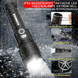 1 x RAW Customer Returns AOMEES LED Flashlight Rechargeable, 200000 Lumen LED Flashlight Extremely Bright with LED Display 5000 mAh Battery, IPX4 Waterproof, 5 Light Modes, LED Flashlight Rechargeable for Camping Hiking - RRP €36.29