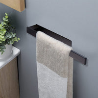 1 x RAW Customer Returns FUYIOCN towel holder without drilling bathroom towel rail - black bathroom towel holder self-adhesive, stainless steel matt wall mount for towel, kitchen, 39 cm - RRP €23.17